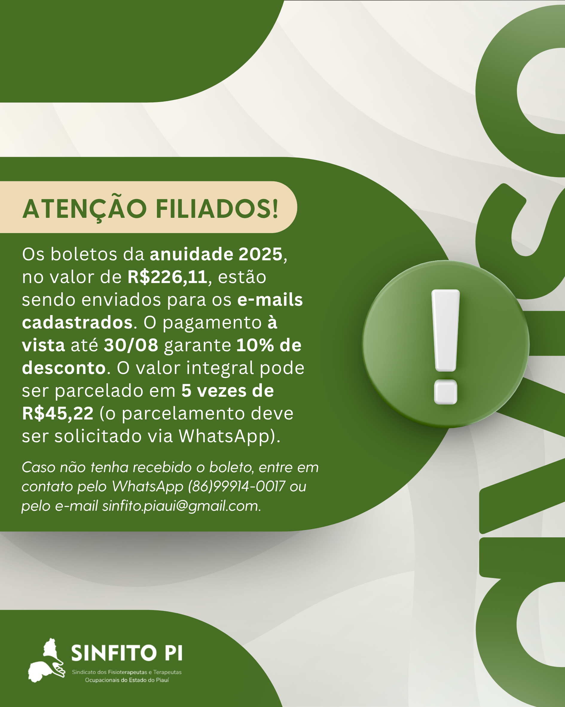 ATENÇÃO, FILIADOS!